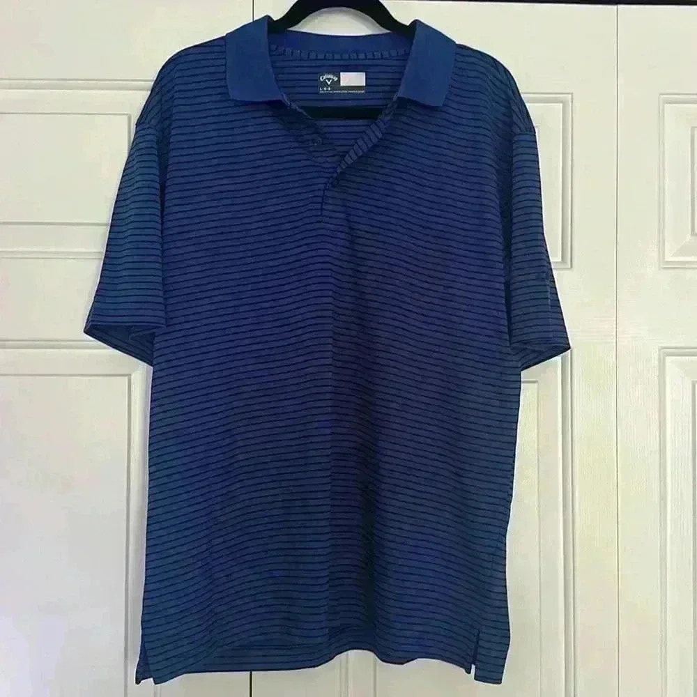 EUC Men’s Callaway opti-dri Polo, Size L, blue/black stripe